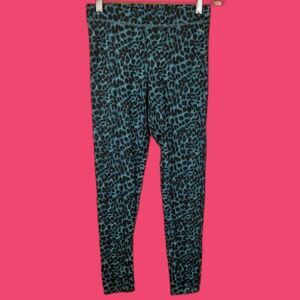 PINK Victoria's Secret Teal Leopard Print Leggings NWT Small Cotton Elastane Y2K